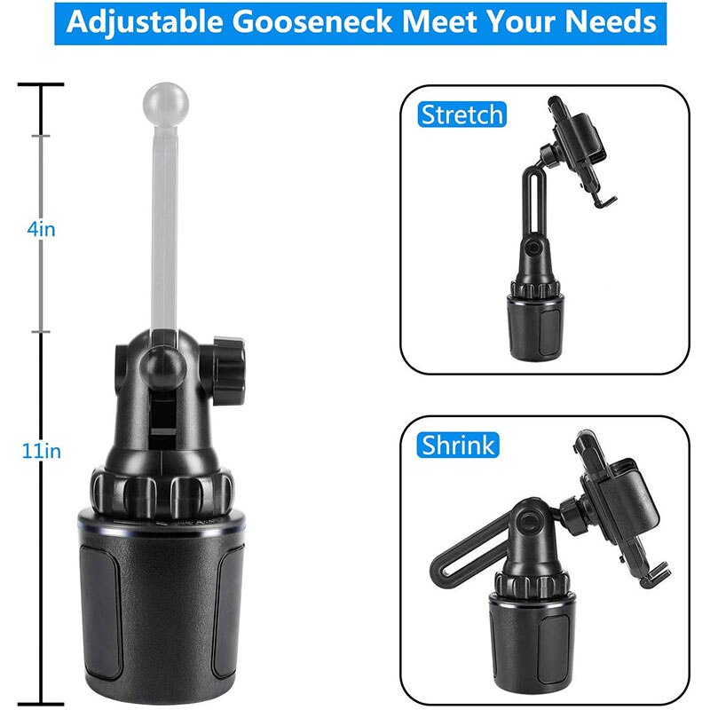 Universal 15w Qi Wireless Charger 360 Degree Adjustable Car Cup Holder Phone Mount Fast Charging Stand Dock for Cell Phone