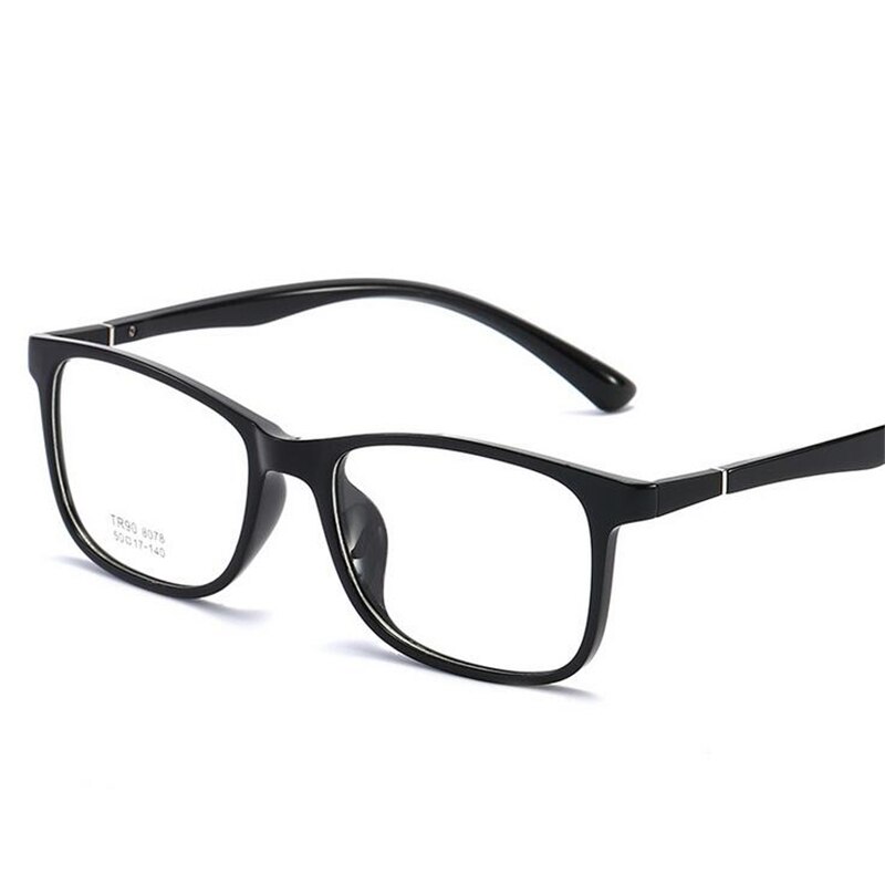 Transparent gelée couleur carré ordinateur lunettes cadre ultraléger TR90 clair miroir littéraire Prescription lunettes femmes hommes: Bright Black