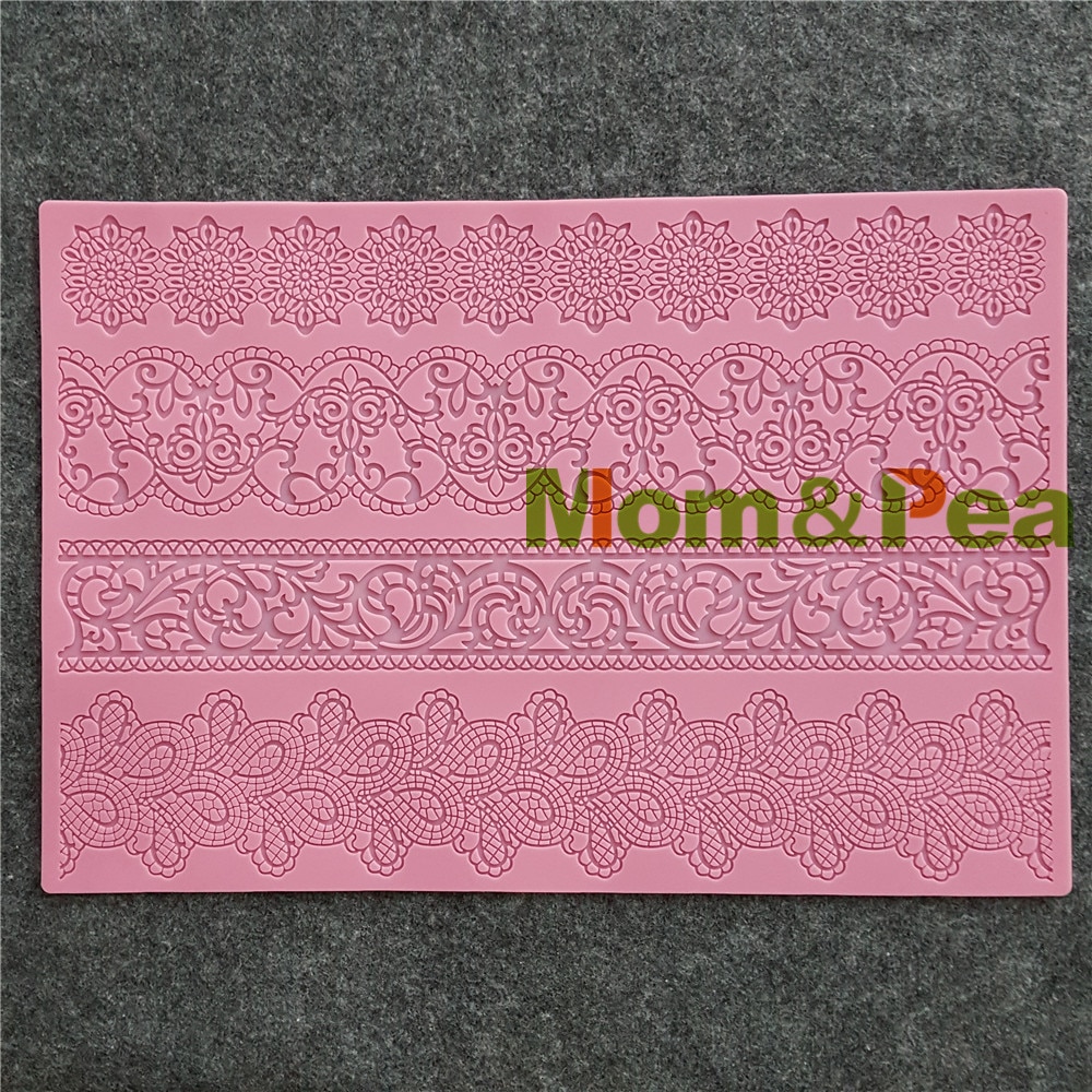 Mom & Erwt GX214 4-Line Kant Pad Silicone Mold Cake Decoratie Fondant Cake 3D Mold Food Grade