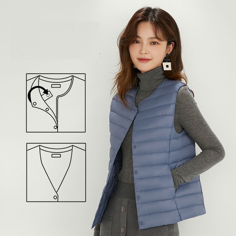 NewBang 90% Matt Fabric Women's Warm Vests Ultra Light Down Vest Women Waistcoat Lightweight Warm Sleeveless Winter Liner: S / Blue