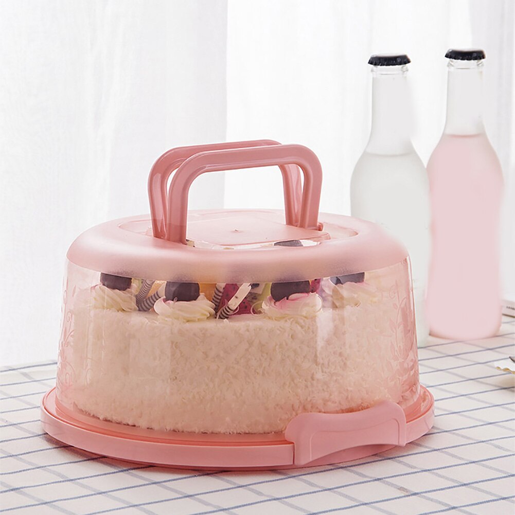 Portable Cake Storage Box Round Birthday Wedding Kitchen Baking Container Holder Cake Box Cupcake Dessert Fruit Storage Carrier