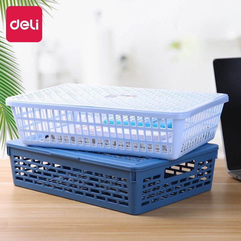 Deli Document Basket Right File Basket Collection Box File Box File Frame Data Blue/Gray Storage Stationery Office Supplies