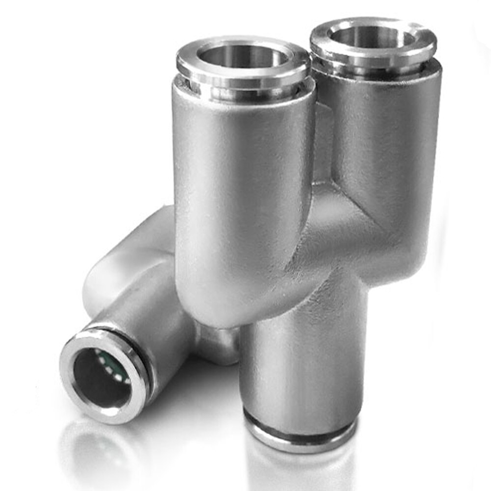 Y-type pneumatic joint three-way stainless steel joint connection quick-plug joint 304PY connection 4 6mm 8mm 10mm 12mm Y-shape