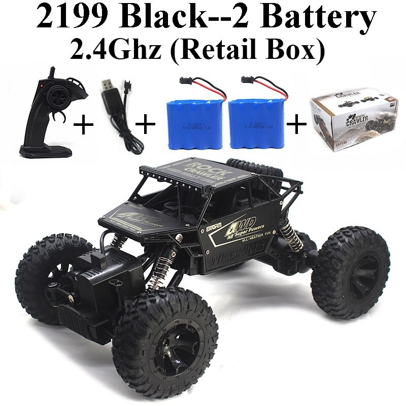 2.4Ghz Rock Crawler 1:16 Rc Auto 4WD Radio Control Sneeuwscooter 4X4 Drive Afstandsbediening Speelgoed Jongen 2199-2: 2199-Black-Set-4