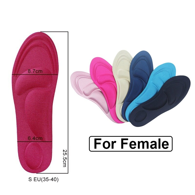 2 pezzi solette in spugna uomo donna sollievo dal dolore morbido 4D Memory Foam solette ortopediche scarpe piedi piatti arco supporto soletta Sport pad: 34-40yards (Female)