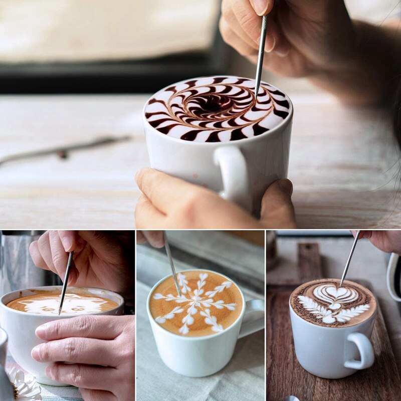 350ml rustfrit stål mælk/kaffe/cappuccino/latte art skummende kande barista mælkekande kop & dekorationskunst pen