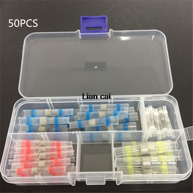 100/75/50Pcs Electrical Wire Connectors Insulated Solder Sleeve Tube Heat Shrink Sorder Terminal Waterproof Butt Connectors Kit