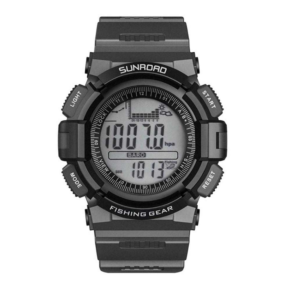 Heren digitaal sporthorloge zwart - weersvoorspelling, waterdicht, voor wandelen, kompas, barometer, hoogtemeter, horloge met thermometer: Default Title