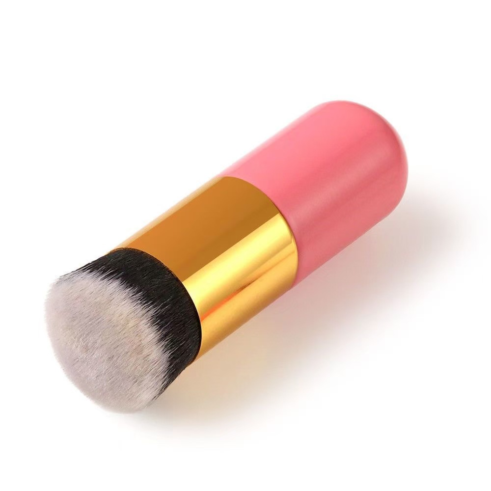Brocha plana portátil para base de maquillaje, brocha de resaltado , brocha para polvo suelto, herramienta cosmética de de: Rojo