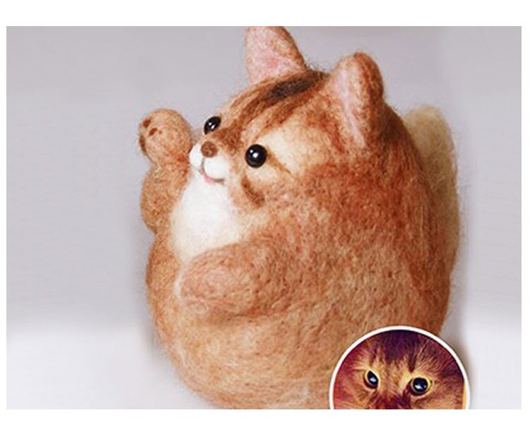 Jiwuo juguete muñeca de fieltro de lana de Animal gato manualidad de fieltro DIY sin terminar pinchado conjunto Kit para manualidades para Material de la aguja bolsa fieltro DIY: 2