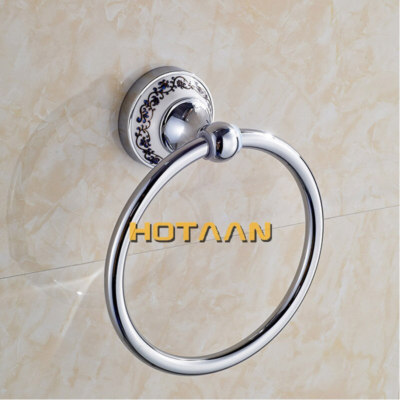Vintage Stijl Badkamer Handdoek Ring Wall Mount Houder Handdoekenrek Chrome Plaat Roestvrij Staal Badkamer Accessoires Met Keramische