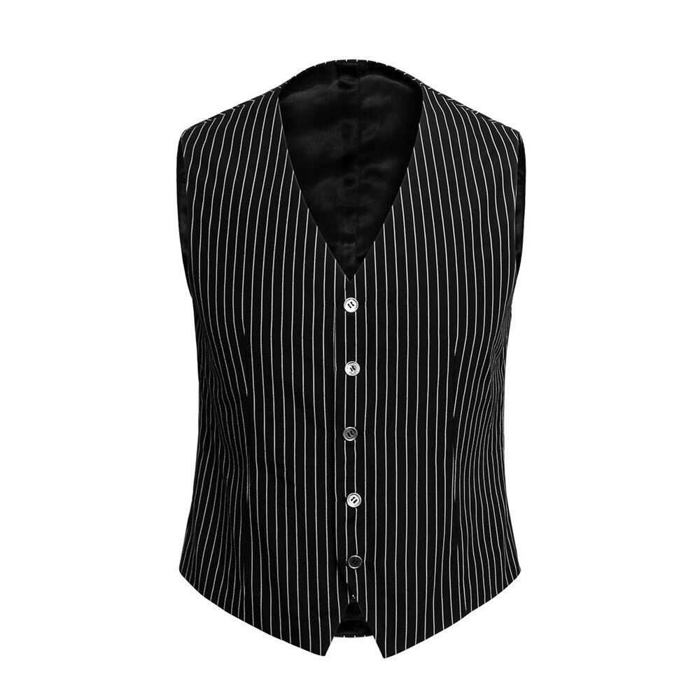 Men's Gangster Vest Costume V Neck Sleeveless Waistcoat Men Vertical Striped Suit Vest Slim Fit Wedding Business