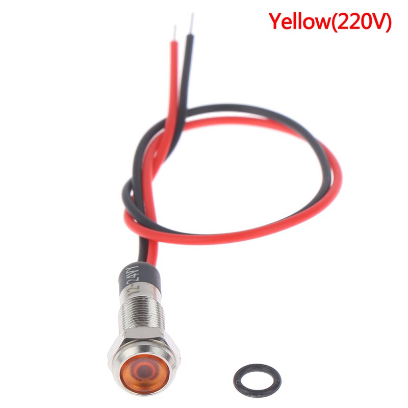 IP67 Waterproof LED Metal Warning Indicator Light 6mm Signal Lamp 3v-6v/12-24V /220v: Yellow 220V