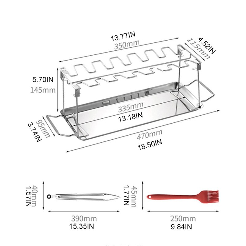 Portable Folding Camping 12 Slots Chicken Drumstick Barbecue Plate Stainless