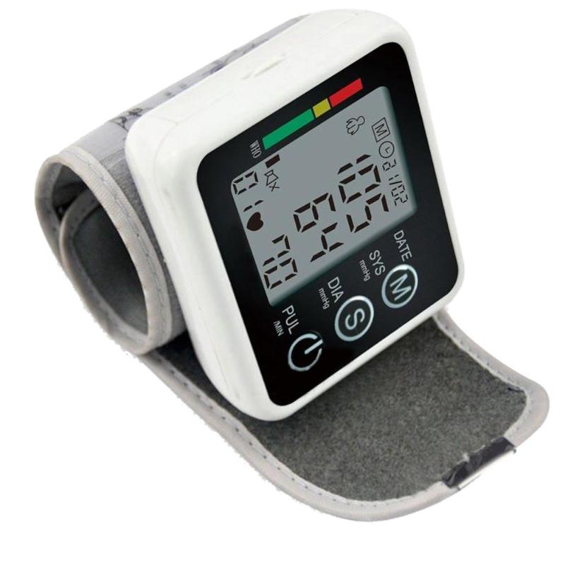 Automatisk digital lcd-display handledsblodtrycksmätare bärbar blodtrycksmätare som mäter puls blodtrycksmätare