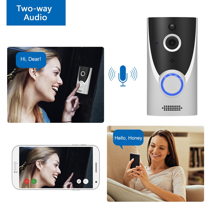 Wifi Deurbel 1080P Hd Draadloze Video Intercom Twee-Weg Audio Home Security Camera Infrarood Ir Video Deurbel