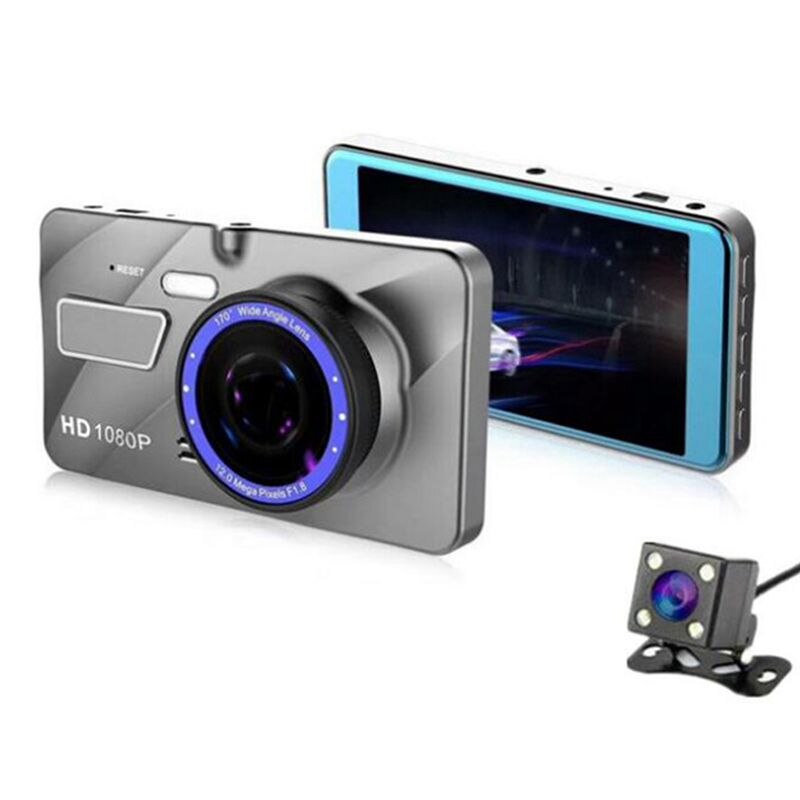 Nueva Cámara DVR para coche de 4 pulgadas, Full HD 1080P, grabadora de vídeo de doble lente, Monitor de aparcamiento, cámara de visión trasera, detección de movimiento automática: Default Title