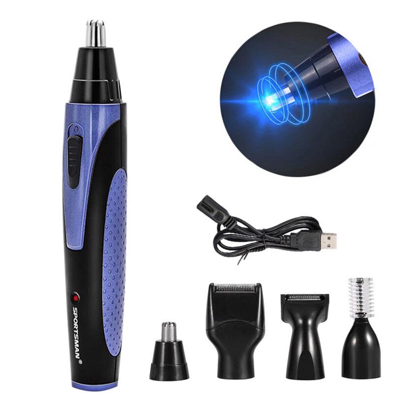 Tondeuse Portable Rechargeable 4-en-1 sans fil pour hommes, rasoir de barbe, sourcils, épilation: Bleu