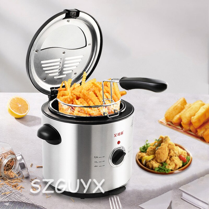 Mini freidora eléctrica extraíble, 1,5 l, antiadherente, olla única, herramienta de cocina para patatas fritas