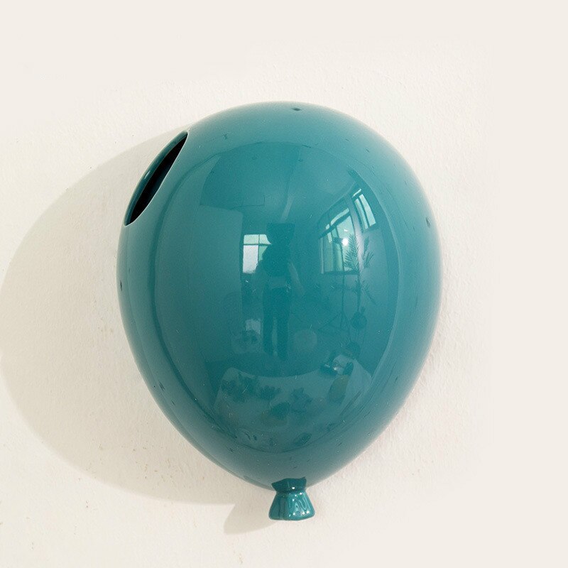 Keramische ballon wandhanger vaas taart ijssalon wandvaas kinderkamer wanddecoratie hanger: 13.5 x 9 x 17.5cm blauw