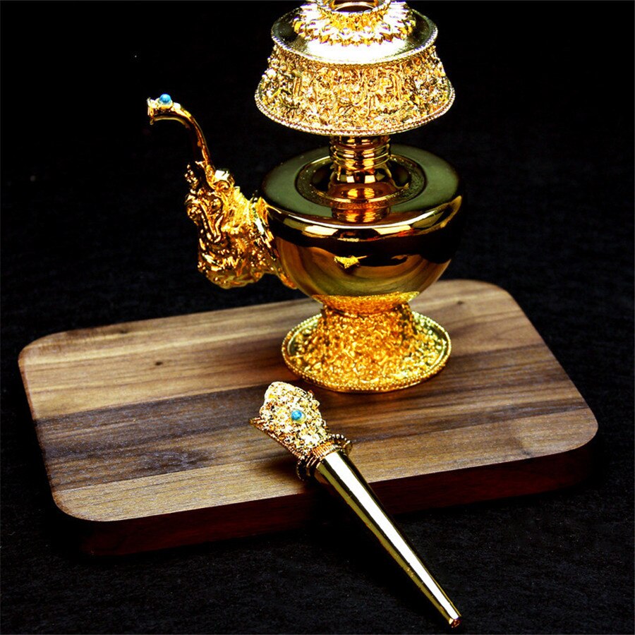 Boeddhistische Levert Tibetaanse Gold Gilt Ben Pakistan Pot Handgemaakte Water Fles Water Supply Cup Trompet