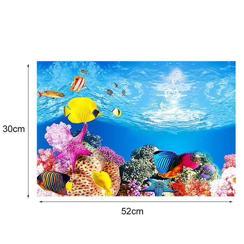 Fish Tank Background HD 3D Drawing Aquarium Glass Wall Background Drawing Double Sides Decorative Sticker