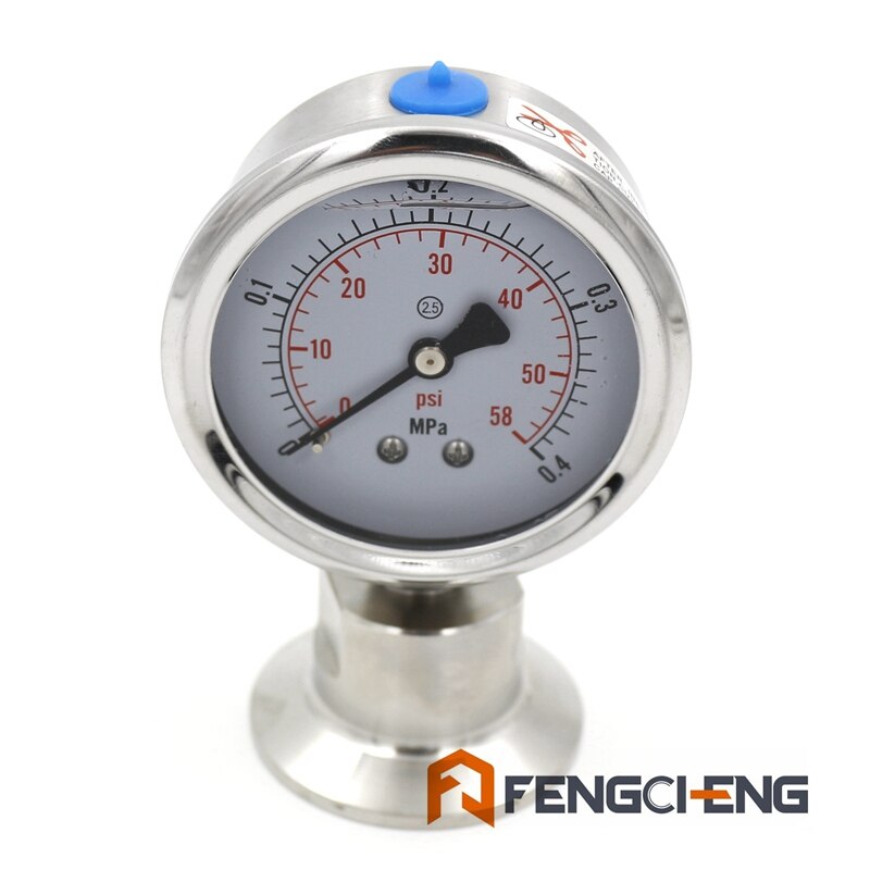 1.5"Tri Clover Sanitary Pressure Gauge 0-60 PSI Bottom Mount 304 Stainless Steel Beer Conical Fermenter Parts