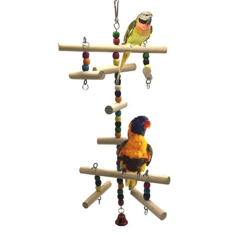 Papegaai Kooi Chew Bite Speelgoed Goede Taaiheid En Sterk Uithoudingsvermogen Budgie Vogel Kleurrijke Kraal Opknoping Klimmen Ladder