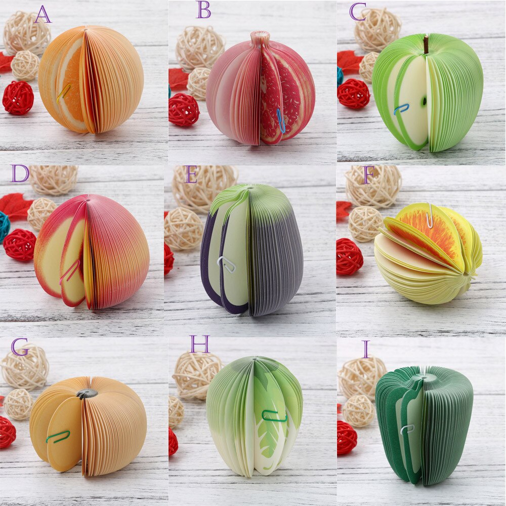 25# Cute Sticky Notes DIY Fruit Vegetable Memo Pads Stickers Paper Office Stationery Memo Sticky Notes Sticker Bookmark Paper