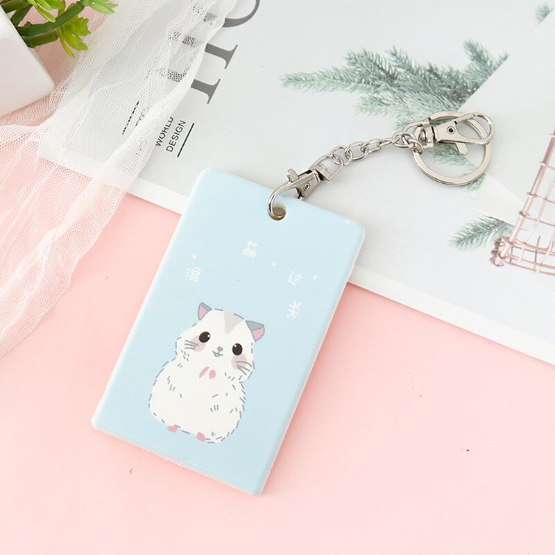 Cute Cartoon ID Bus Card Pass Holder Keyring Key Chain Case Wallet Pouch Business Credit Card Holder Identity Badge Card Cover: 16