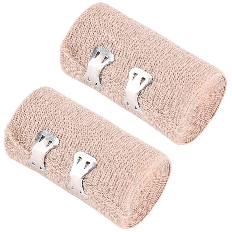 Rollo de envoltura de vendaje elástico de 4 piezas, envoltura de compresión de 4,5 M X 10Cm con Clips de Metal adicionales para soporte de tobillo