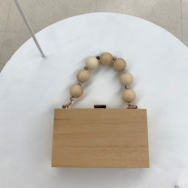Sacoches en bois pour femmes, sac à bandoulière Banquet, sacs à main chaîne de boule en bois, sac à loquet de soirée