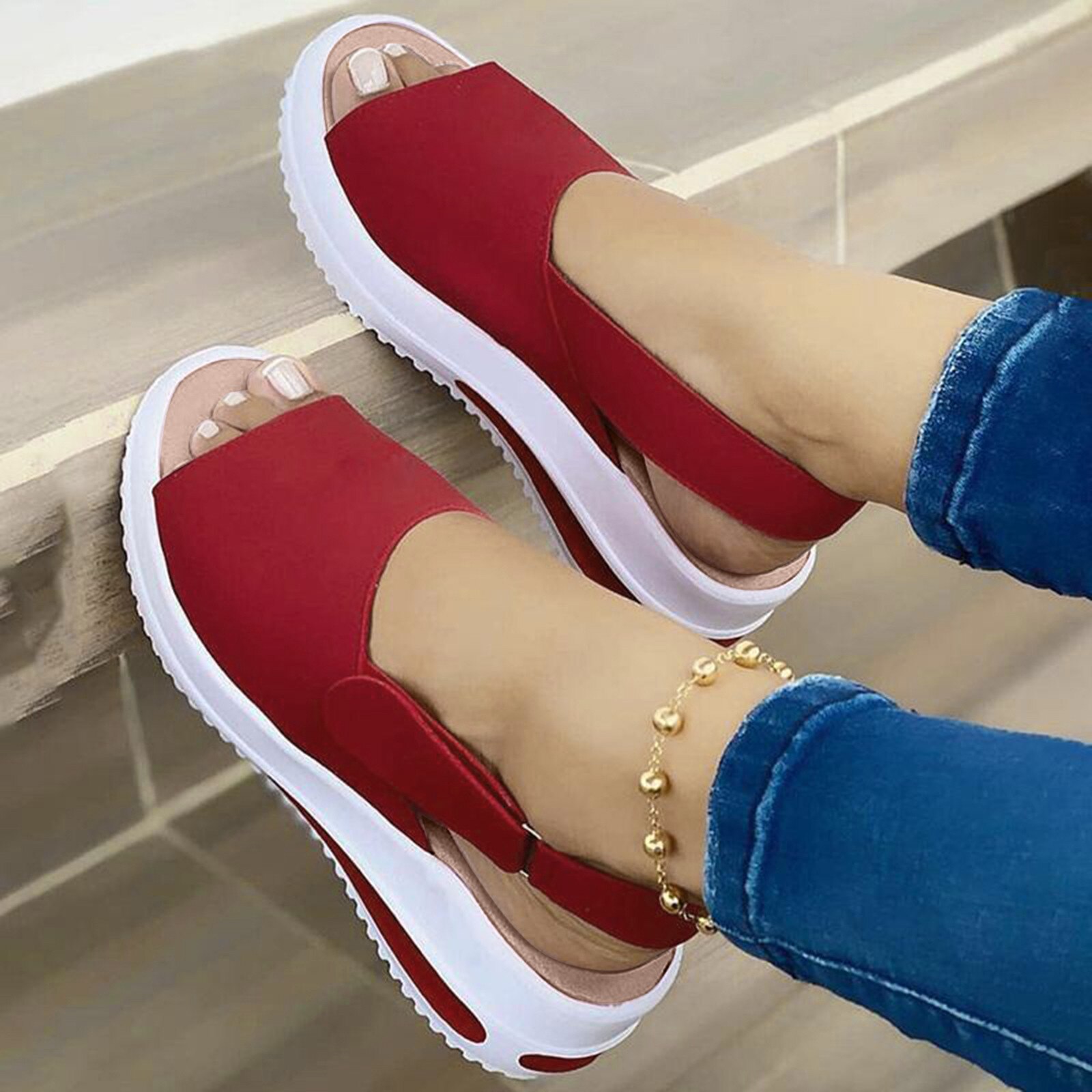 Vrouwen Casual Peep Toe Platforms Wiggen Strand Sandalen Sport Schoenen Dames Zomer Rome Hoge Hakken Sandalen Streetwear