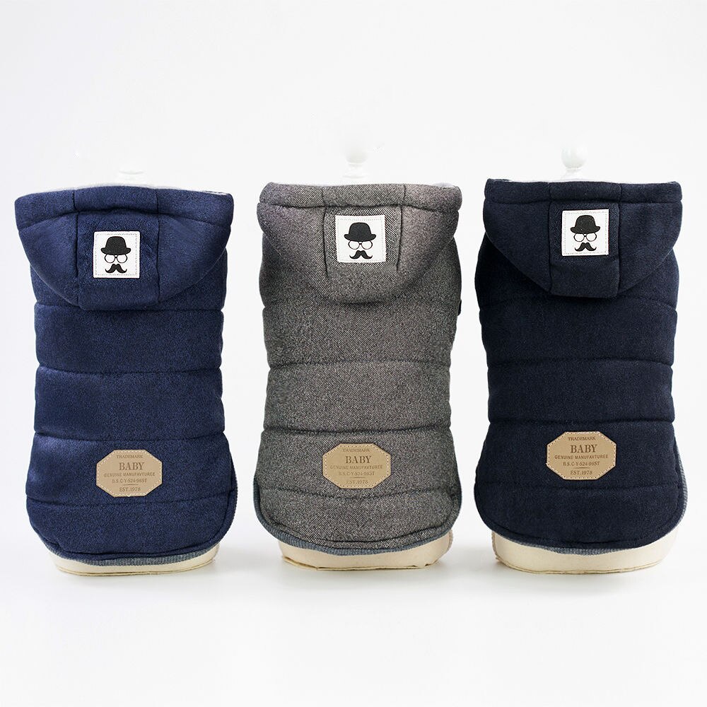 Hiver chien vêtements manteau Moustache veste salopette pour petits chiens moyens chat doux sweats à capuche extérieur Costume vêtements
