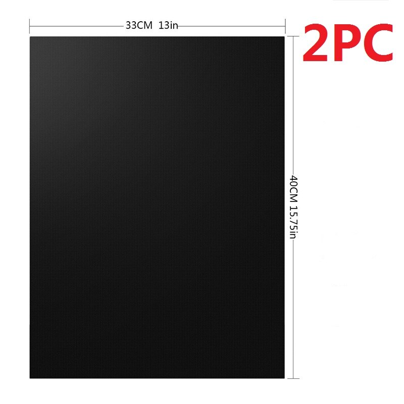 Tapis de cuisson pour Barbecue en PTFE, 40x30cm, plaque antiadhésive, réutilisable, pour l'extérieur: black 2pcs