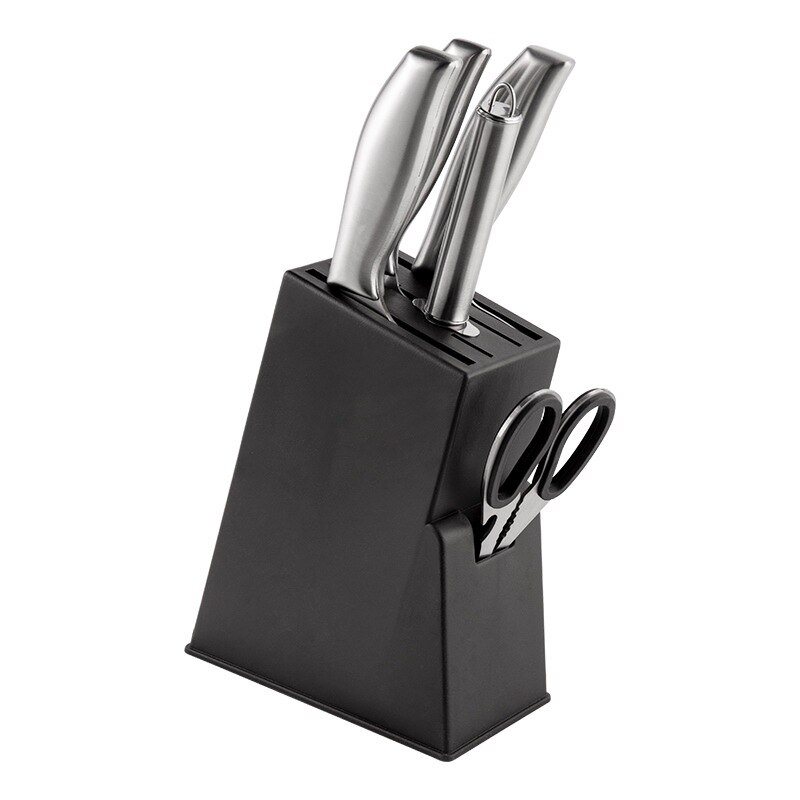 Juego de cuchillos de acero inoxidable, utensilios de cocina de fábrica, , mango de sándwich, , 6 piezas: black seat