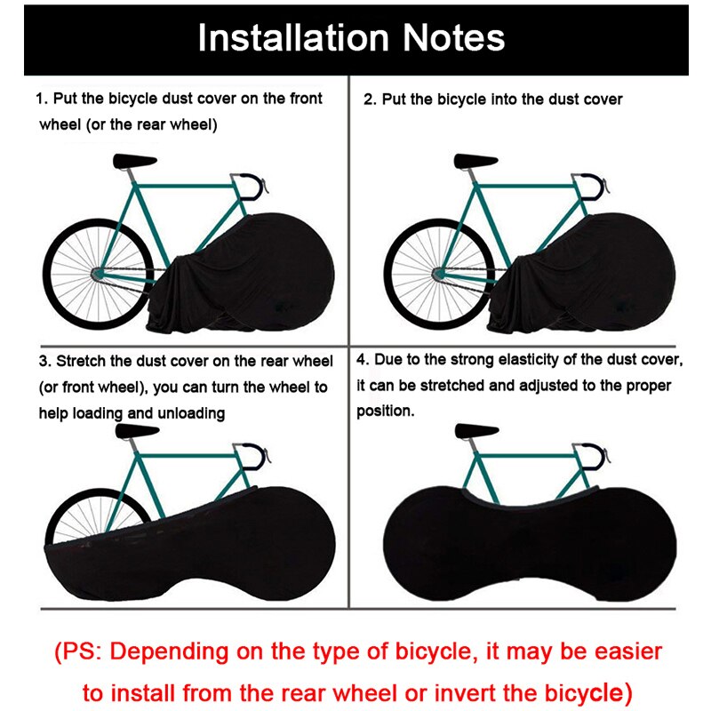Cubierta de Interior para bicicleta de montaña, tela elástica de , 26-28 pulgadas, cubierta antipolvo, protección de neumáticos, almacenamiento de accesorios para bicicleta