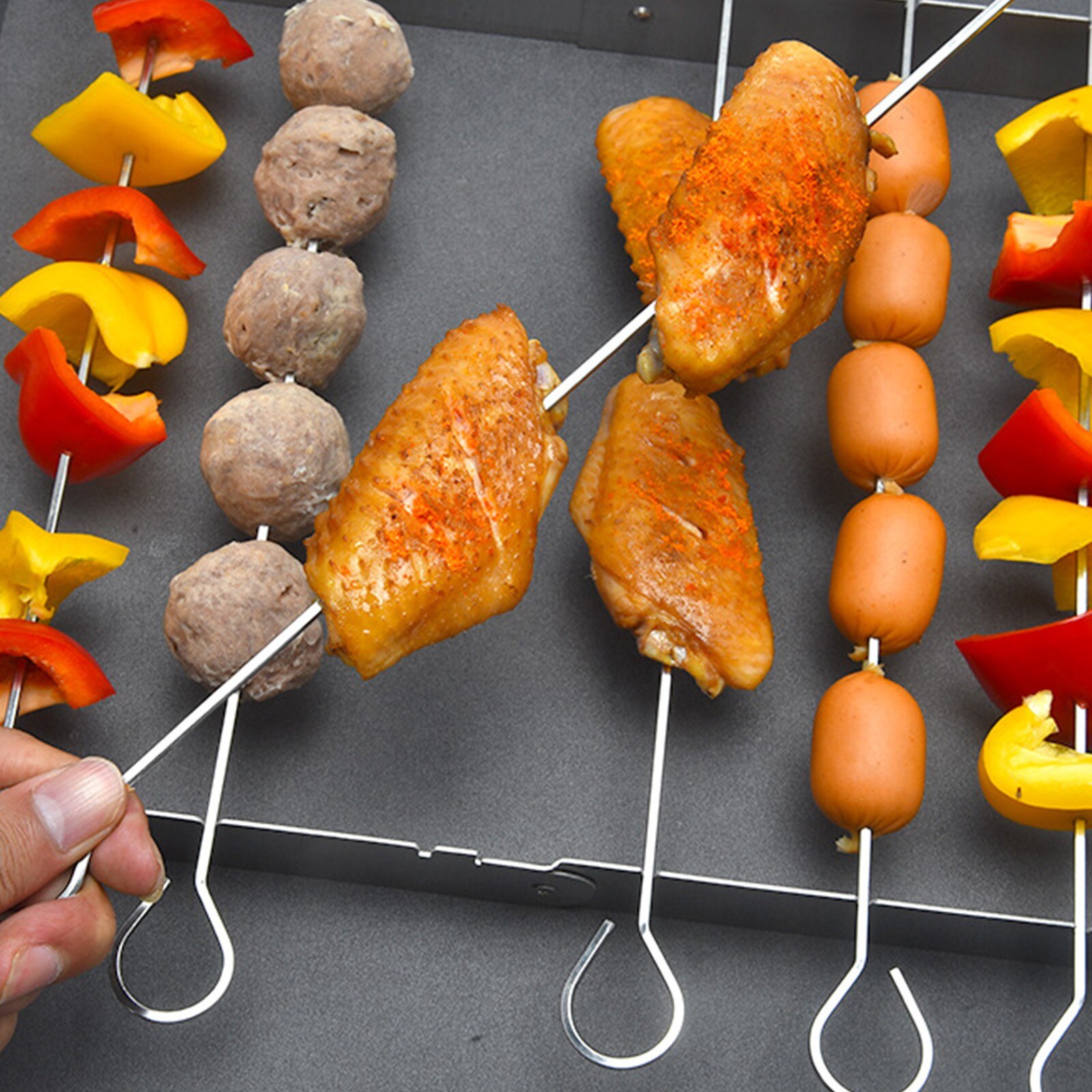 Edelstahl Spieße Shish Prämie BBQ Spieß Gestell Für Grillen Shish Kabob Und Spieße dauerhaft Faltbare Grill Gestell