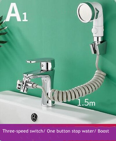 Kitchen Bathroom Sink Water Faucet External Shower Head Toilet Flush Extension Tap Small Nozzle Wash Hair Shower With Holder: a1 set