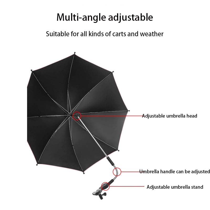 Universal Baby Stroller Folding Umbrella UV Protection Rainproof Infant Stroller Cover Umbrella 360 Degrees Adjustable Sunshade