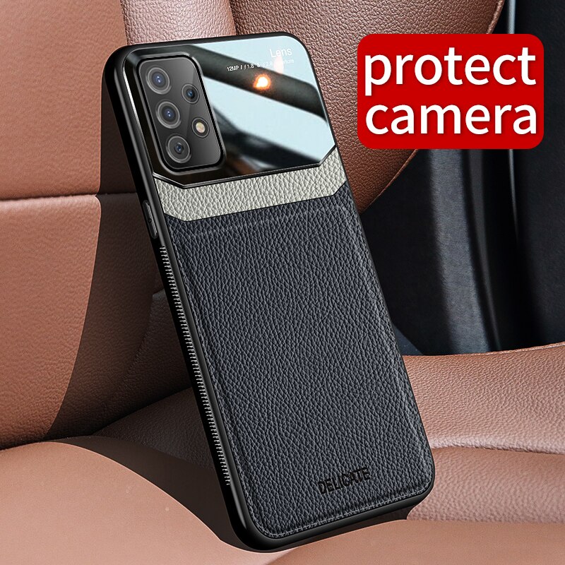 Coque arrière brillante en cuir, étui souple antichoc pour Samsung Galaxy A52 A72 4G 5G