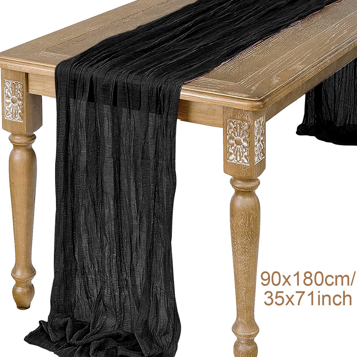 Halvtransparent gasbinda bordslöpare salvia ostduk bordsdukning matsal vintage bröllopsdekoration banketter valv retro boho inredning: Kaki