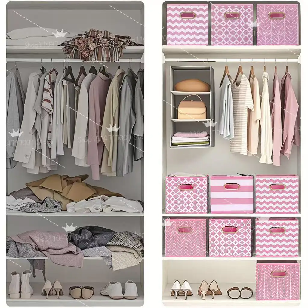 Foldable Clothing Storage Box Cube Drawer for Closet Multi-function Sundries Storage Organizer With Handle for Storage Shelves