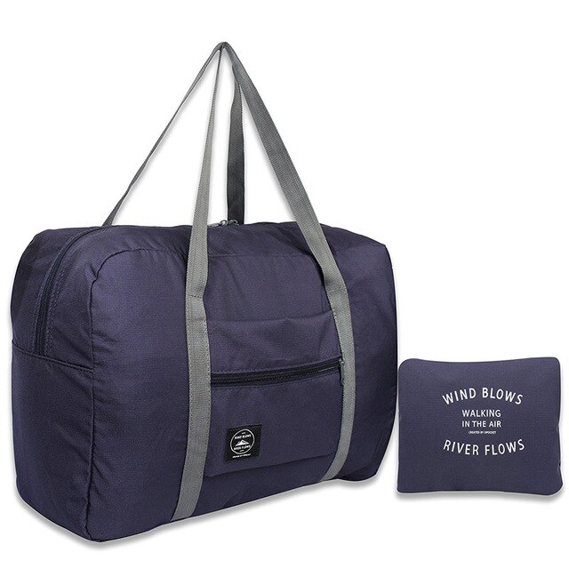 Protable foldbar stor kapacitet weekend taske til rejse bagage taske duffle arrangør kvinder mænd rejsetasker håndpakning taske: Dyb blå