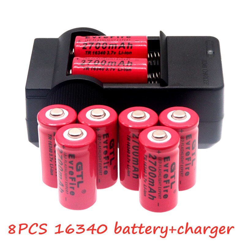 2700mAh Rechargeable 3.7V Li-ion 16340 Batteries CR123A batterie pour lampe de poche LED voyage chargeur mural pour 16340 CR123A batterie