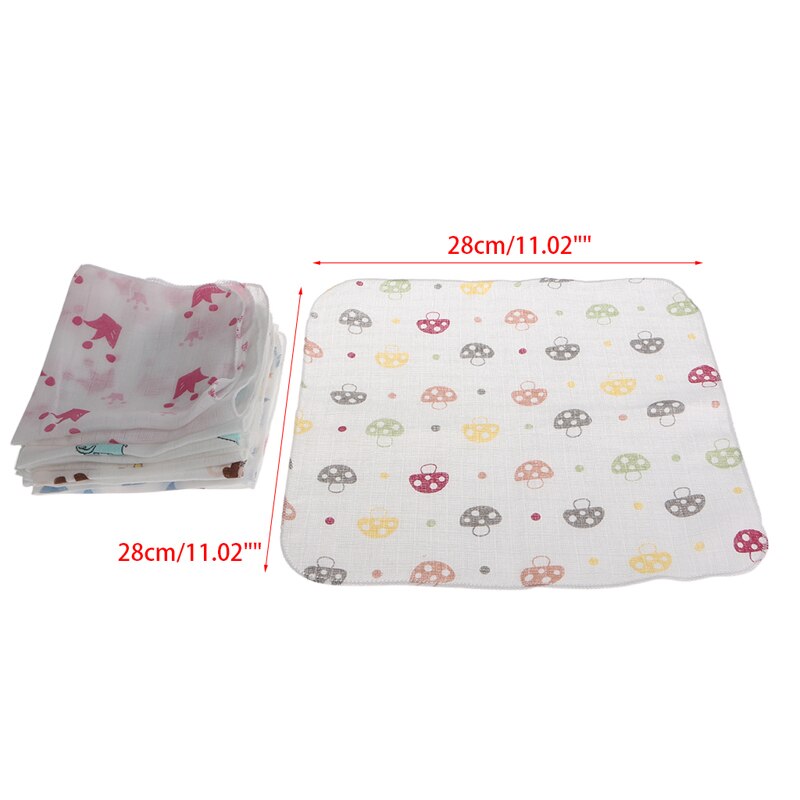 10pcs Baby Infant Towel 28*28cm Muslin Towel Handkerchiefs Two Layers Wipe Towel random