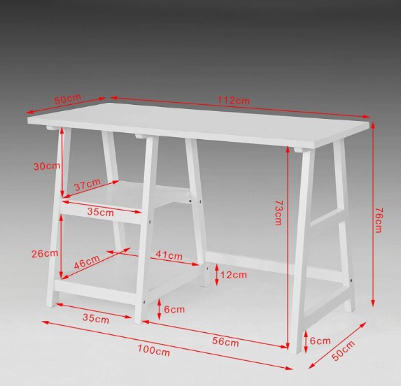 Two Shelf Workbench 112X50X76CM Home Moisture-proof Computer Desk 4 Wheels Non-slip Modern Wooden Learning Writing Desk HWC