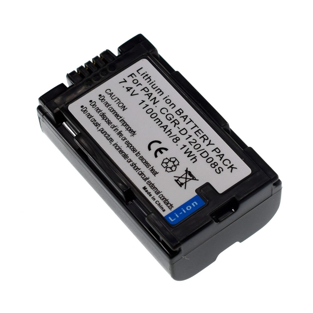 2pcs CGR-D120 D20 D08 Li-Ion Battery Pack for Panasonic D08R D08S Camcorder: 1 Battery