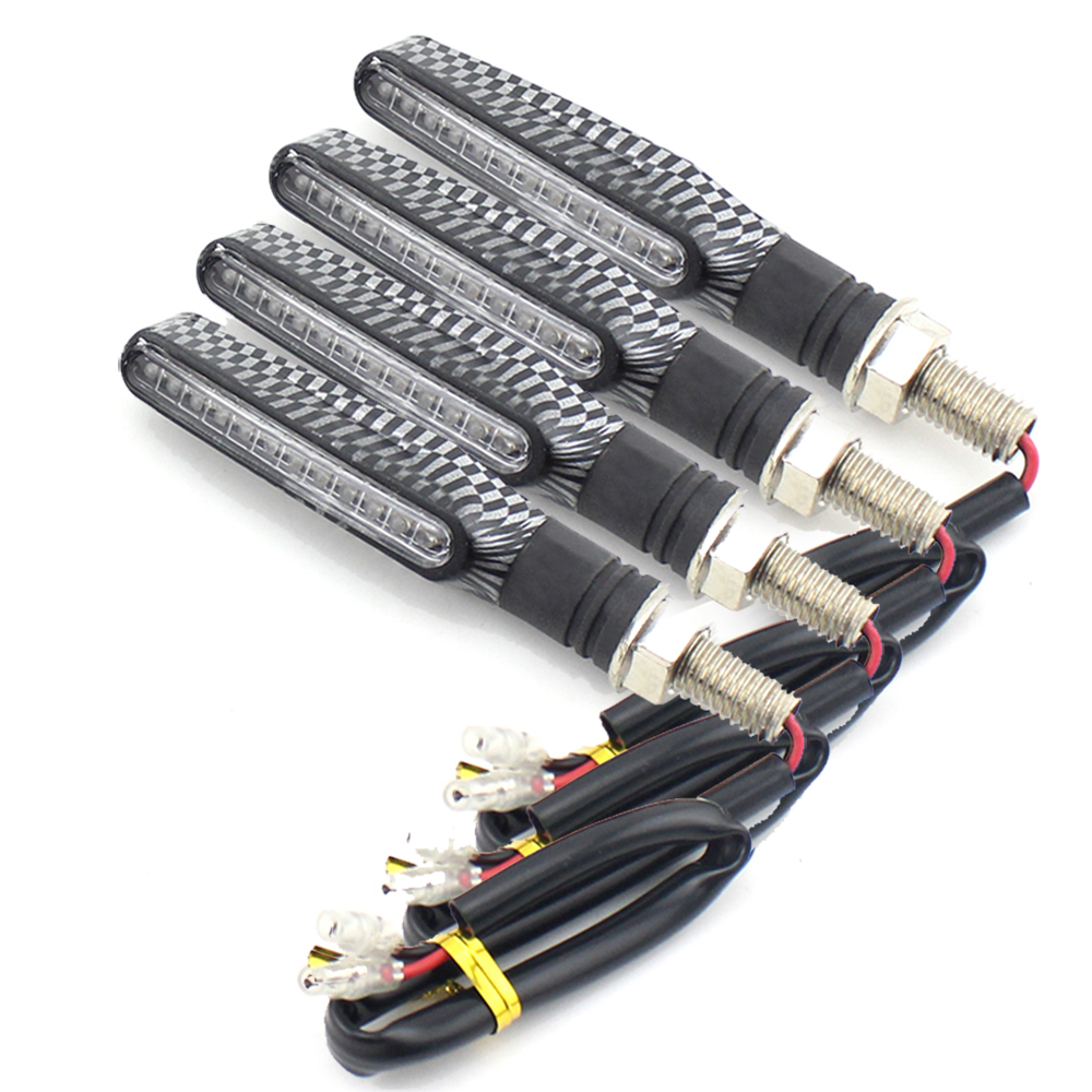 2 Pairs Universal Motorcycle LED Turn Signal Light Indicator Flasher Light Flexible Amber Blinker Lamp Light for Moto motorbike: Carbon