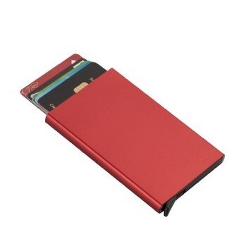 Mand kvinder smart tegnebog visitkortholder haspwallet aluminium metal kredit forretning mini kort tegnebog: Rød